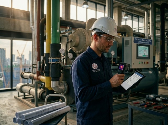 วิศวกรตรวจสอบระบบทำความเย็น