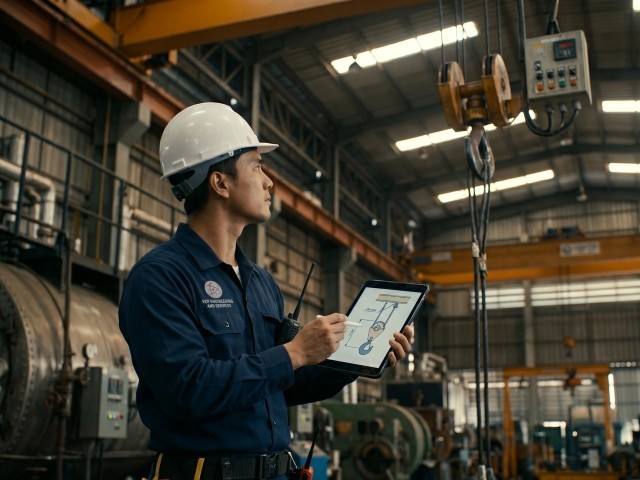 วิศวกรตรวจสอบเครน รถเฮี๊ยบ ปั้นจั่น